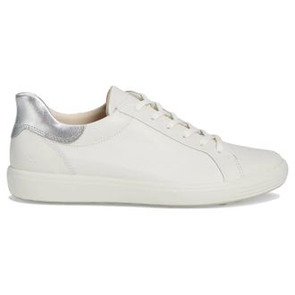 Ecco Ecco Soft 7 470843 Leather Womens Fashion Trainers - White Pure Silver - Size:UK 6.5-7