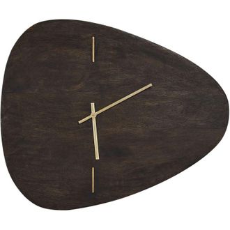 Beliani Wall Clock Mango Wood 56 x 47 cm with Gold Accents Black Loktak