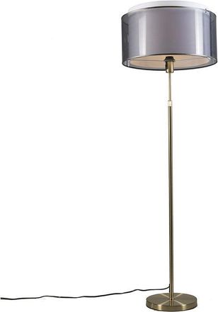 QAZQA Floor Lamp Gold/Brass with Black/White Lampshade 47 cm - Parte