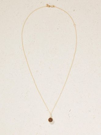 Sydney Evan Collana In Oro 14 Carati Con Topazio E Diamanti Icon Solitaire