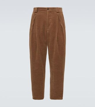 Giorgio Armani Pantaloni tapered in velluto di lana e cashmere a coste