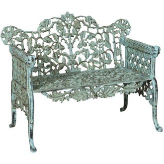 Biscottini International Biscottini - panchina da esterno in ghisa 110X56,5X86 cm - Panchina da giardino bianca anticata - Panchine da giardino da esterno