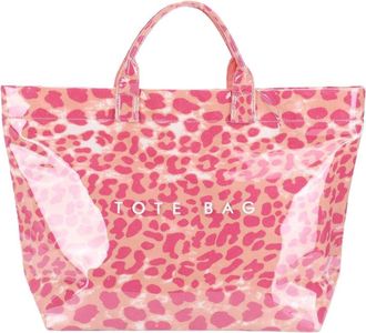 Generic PVC Leopard Printed Canvas Handbag Large Capacity Shoulder Bag Tote Bag (Pink)