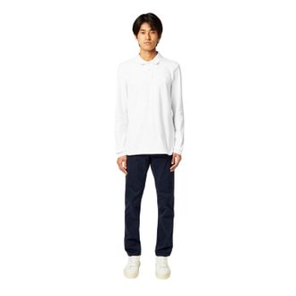 HUGO BOSS Herenpolo met lange mouwen en Passerby-logo (Wit)