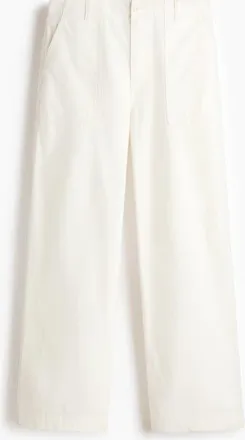 H&M Relaxed Fit Twill Trousers in White at Nordstrom, Size 33