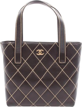 Chanel 2003-2004 CC Lambskin Wild Stitch tote bag - Marrone