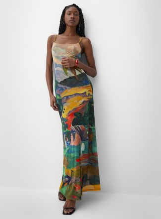 Icone Womens Thin-strap micromesh maxi dress