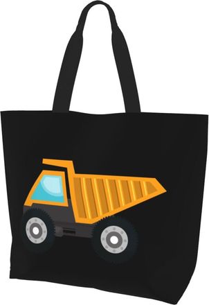 AOOEDM Dump Truck Ladies Canvas Tote Reusable Shopping Bag