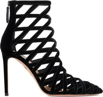 Aquazzura 105mm Romance boots - women - Velvet/Calf Leather/Calf Leather - 36.5 - Black