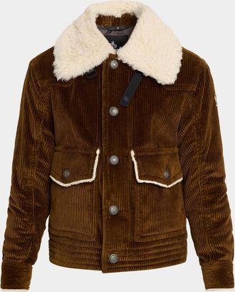 Moncler Givrand Virgin Wool Shearling-Collar Down Jacket