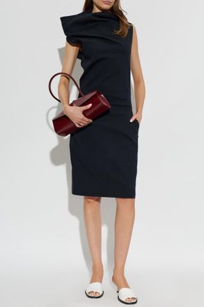 Issey Miyake Sleeveless Dress, Womens, Navy Blue