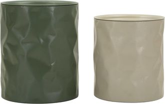 Mauro Ferretti Mesitas de metal beige y verde, set 2 pzs &oslash; 39,5&times;48-35,5&times;40