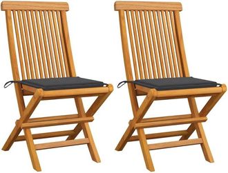 vidaXL Vidaxl - Sillas De Jard&iacute;n 2 Uds Con Cojines Antracita Madera De Teca