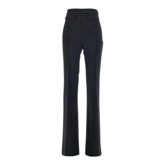 Elisabetta Franchi Straight Trousers, female, Black, Size: L Double-layer Stretch Crepe Trousers