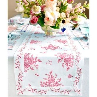 Solino Home Linen Table Runner for Dining Table, Holiday and Everyday Table Decor - Jolie Fleur in Pink Floral at Nordstrom, Size X-Large