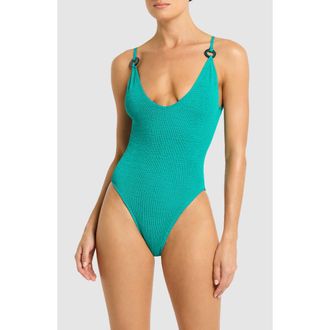 Bond-Eye Elena O-Ring One-Piece Swimsuit in Aquatic Recycled at Nordstrom Rack