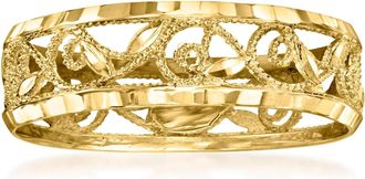 Ross-Simons Italian 18kt Yellow Gold Filigree Leaf Eternity-Style Ring