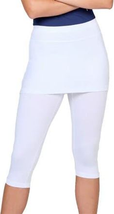 Sofibella UV Staples Abaza 13in Womens Tennis Skirt with Capri Leggings in White at Nordstrom, Size X-Small