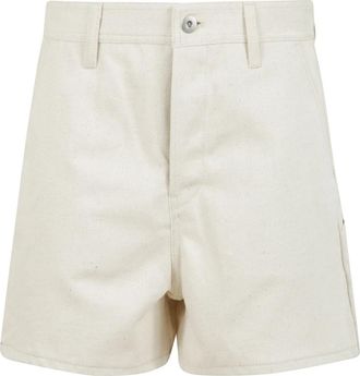 Jil Sander Denim Shorts met leren logo applicatie - Dames - Denim shorts - Beige - W28 - Denim - Korte Broeken