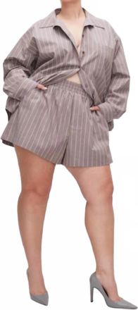 Good American Womens Stripe Weekend Short In Grey