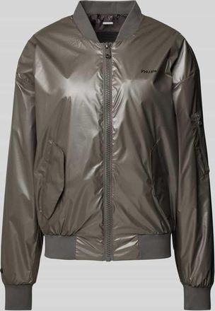 Khujo Bomberjacke mit Label-Print Modell ANEO in Dunkelgrau, Gr&ouml;&szlig;e L