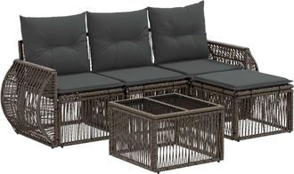 vidaXL Conjunto De Sof&aacute;s De Jard&iacute;n 5 Uds. Gris Y Gris Oscuro Vidaxl
