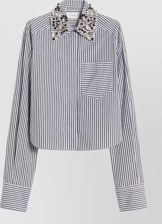 Sportmax striped shirt long sleeves embellished collar pocket