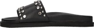 Elena Iachi Studded Leather Mules - Dames - Sandalen - Zwart - 37 EU - Leer - Schoenen
