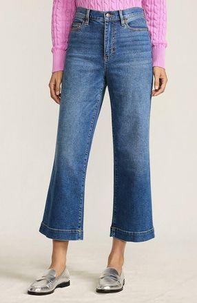 Lands End Recover Denim High Rise Wide Leg Crop Jeans in Indigo Tide Blue at Nordstrom, Size 10Short