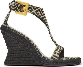Balmain Anthem Wedge Espadrilles - Dames - Sleehakken - Zwart - 35 EU - Leer - Schoenen