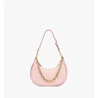 MCM Small Aren Crescent Hobo Bag in Maxi Monogram Leather