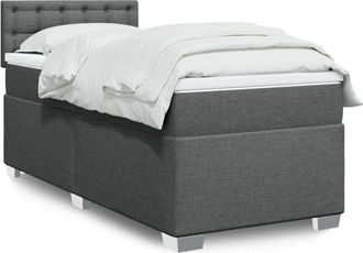 vidaXL Cama Box Spring Con Colch&oacute;n Tela Gris Oscuro 80x200 Cm Vidaxl