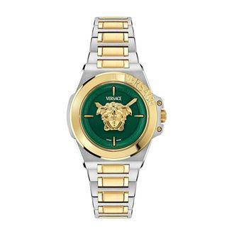 Versace Tweekleurig Horloge met Geschakelde Armband - Dames - Horloges - Groen - ONE Size - Accessoires