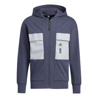 adidas Mens adidas Martial Arts Series Splicing Color Block Sports Hooded Jacket Deep Navy Blue HE5139