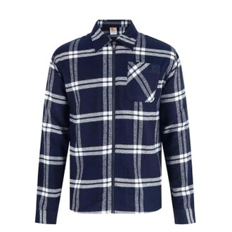 SoulCal&Co SoulCal Heren-shacket van geruite flanel met doorlopende rits en lange mouwen (Marine)
