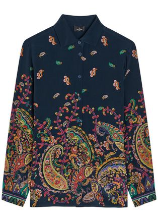 Etro Patterned Silk Shirt - Black - 38 (UK6 / XS)