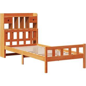 vidaXL Bookcase Bed without Mattress Wax Brown 75x190 cm Small Single Solid Wood Pine Vidaxl