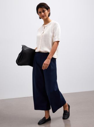 Contemporaine Womens Cropped ponte pant Fit: Wide leg, high rise