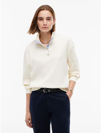 Tommy Hilfiger Womens Long-Sleeve Waffled Henley - Rich Cream - XXL