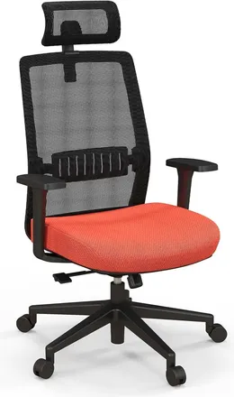 Costway Costway Silla Oficina, Silla Ergonomica Escritorio Con Reposacabezas 3d Abatible Y Soporte Lumbar, Silla Escritorio Con Altura Ajustable, Silla Girato