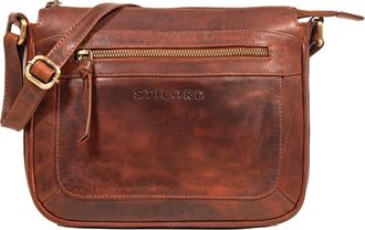 STILORD Philine Womens Leather Crossbody Bag Small Shoulder Handbag Vintage Genuine Leather Shoulder Bags Cognac Adjustable Strap Anti Theft Compartment Every