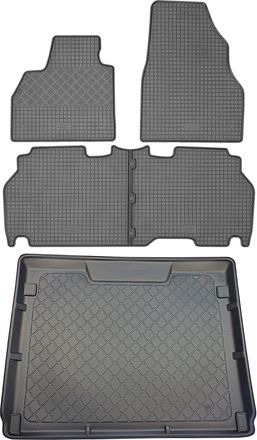 OEM Juego De Alfombrillas De Goma Para Renault Kangoo Ii Tipo W Van (5 Puertas) Desde Enero De 2008: Alfombrilla Para Coche + Alfombrilla Para Maletero