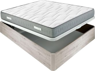 Colchones Aznar Colch&oacute;n Muelles Ensacados Spring 22 Cm Firme + Canap&eacute; Abatible Madera 3d Transpirable Altura 34 Cm 135x190 Cm - Nordico
