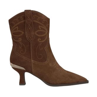 Alma En Pena Geborduurde enkellaarzen - Dames - Cowboylaarzen - Bruin - 38 EU - Schoenen