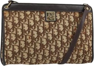 Dior Pre-owned Shoulder Bags, female, Beige, Size: ONE SIZE Pre-owned Vintage Canvas Shoulder Bag