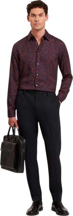 Ted Baker Herenoverhemd met bloemenprint, kraag en lange mouwen (Maroon)