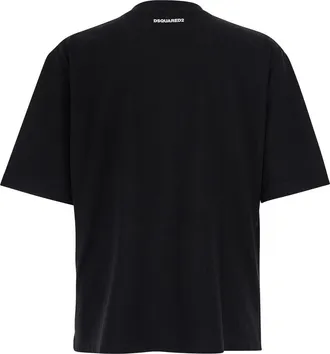 Dsquared2 Mens T-Shirt Round Neck Black Cotton T-Shirts And Polos