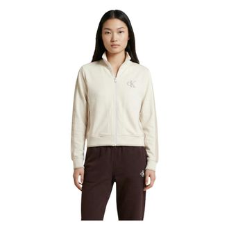 Calvin Klein Jeans Zip-throughs - Dames - Vesten met rits - Beige - L - Hoodies & sweatvesten