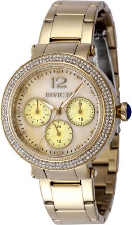 Invicta Bolt Quartz Crystal Gold Dial Ladies Watch 48113