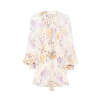 Zimmermann Playsuits, female, Multicolor, Size: XS Luna Ruffle Playsuit